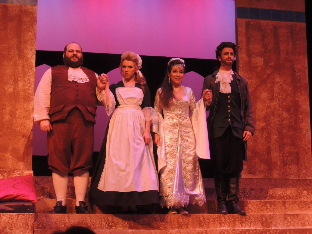 William Green as Predillo, Vaitlin Andrews as Blonde, Megan Brunning as Constanza, and Matthew Talley as Belmont. Photo by John Arnold
