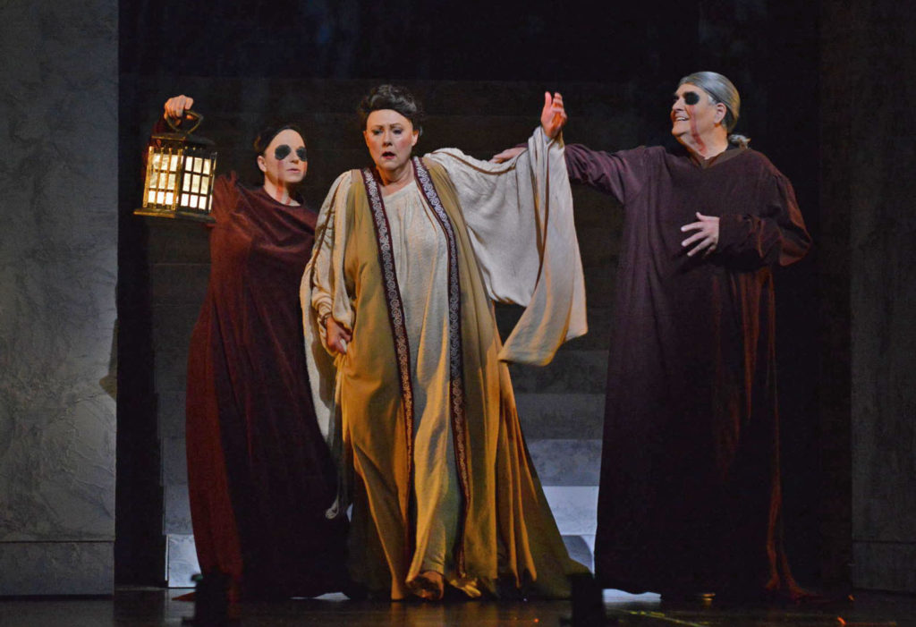 Lady Macbeth (Brenda Harris) sleepwalks as her doctor and nurse taunt her. Photo by Tom Grosscup.