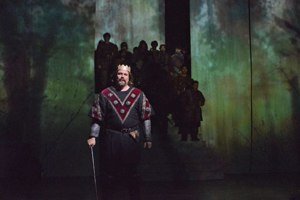 Macbeth (Michael Chioldi) prepares for battle. Photo by Tom Grosscup.